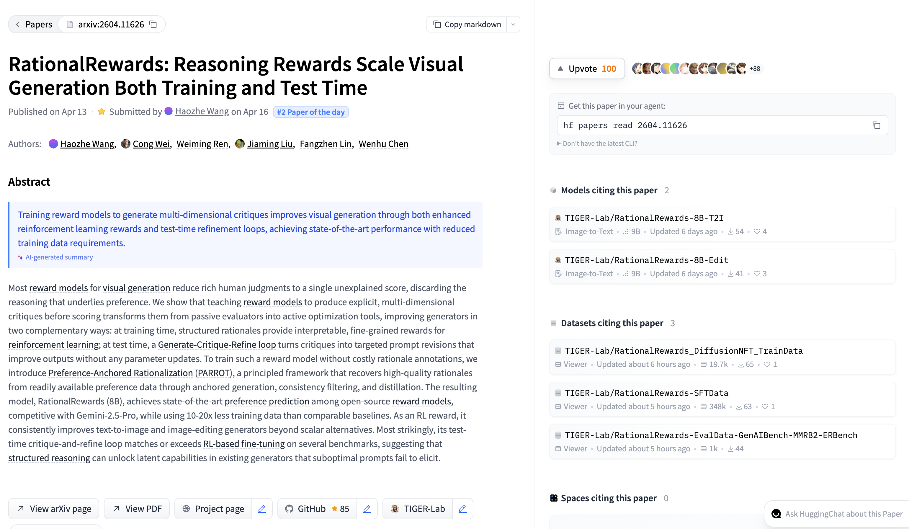 A paper with 2 models and 3 datasets linked